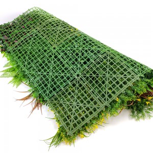वनस्पति कृत्रिम यूवी प्रतिरोधी संयंत्र दीवार इनडोर और आउटडोर सजावट पैनल कृत्रिम पत्ते हरी घास की दीवार 100*100cm