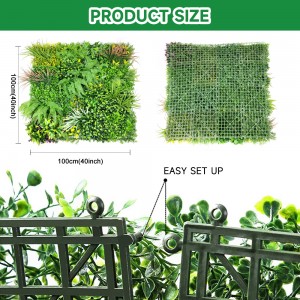 augalinė dirbtinė UV spinduliams atspari augalų sienelė viduje ir lauke Dekoro plokštė Dirbtinė žalumynai žalios žolės siena 100*100cm