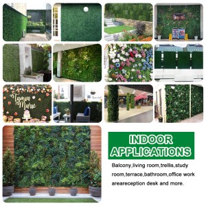 биљни вештачки зид отпоран на УВ зрачење, унутрашњи и спољашњи украсни панел, вештачко лишће, зид од зелене траве 100*100цм