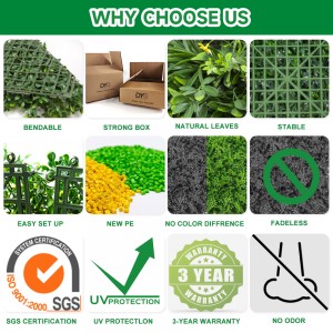WHDY High Quality Decoration Faux Green Boxwood Panel Fence Hedge Backdrop Artificial Plant Grass Wall
