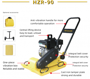 HZR-90 फ़ैक्टरी उत्पादन और 20kN वाइब्रेटिंग प्लेट कॉम्पेक्टर की बिक्री