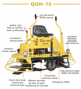 QUM-78 ሁለት ባለ 1ሜ/36 ኢንች የሚሰሩ ፊቶች Ride-on Power Trowel
