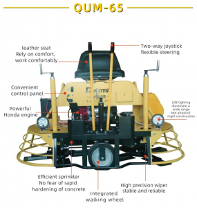 QUM-65 Dve delovni plošči 800 mm/30 palcev, bencinski motor, gladilka za vožnjo
