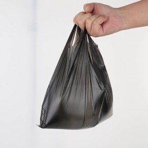 მორგებული ხელოვნების ნიმუში სუპერმარკეტში გამოიყენეთ მაღალი ხარისხის გამძლე სახელურის ტიპის ჟილეტი პლასტიკური ჩანთა
