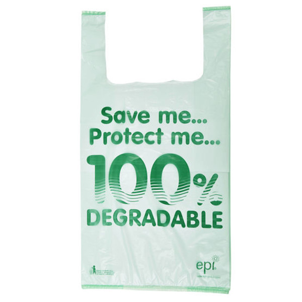 Túi đựng hàng tạp hóa bằng nhựa EPI có thể phân hủy được in với tay cầm áo vest để mua sắm Hình ảnh nổi bật