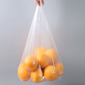 Rolo de sacos plásticos transparentes descartáveis ​​para supermercado, comida, freezer, sacola de compras, camiseta