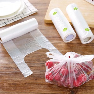 Plástico de armazenamento transparente plano de polietileno Embalagem de frutas frescas Saco de rolo simples para economia de alimentos para uso em supermercado