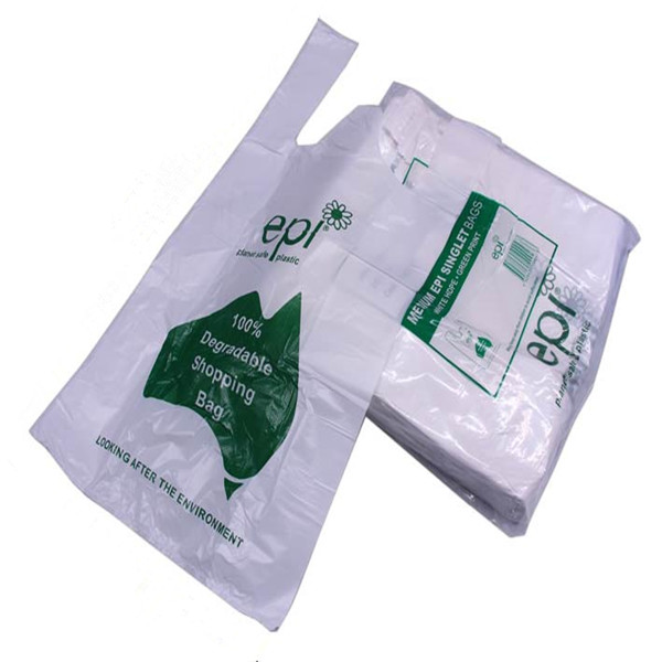 सुपरमार्केट वैशिष्ट्यीकृत प्रतिमेसाठी सिंगल बॅग लहान मध्यम मोठ्या EPI डिग्रेडेबल पांढरा रंग