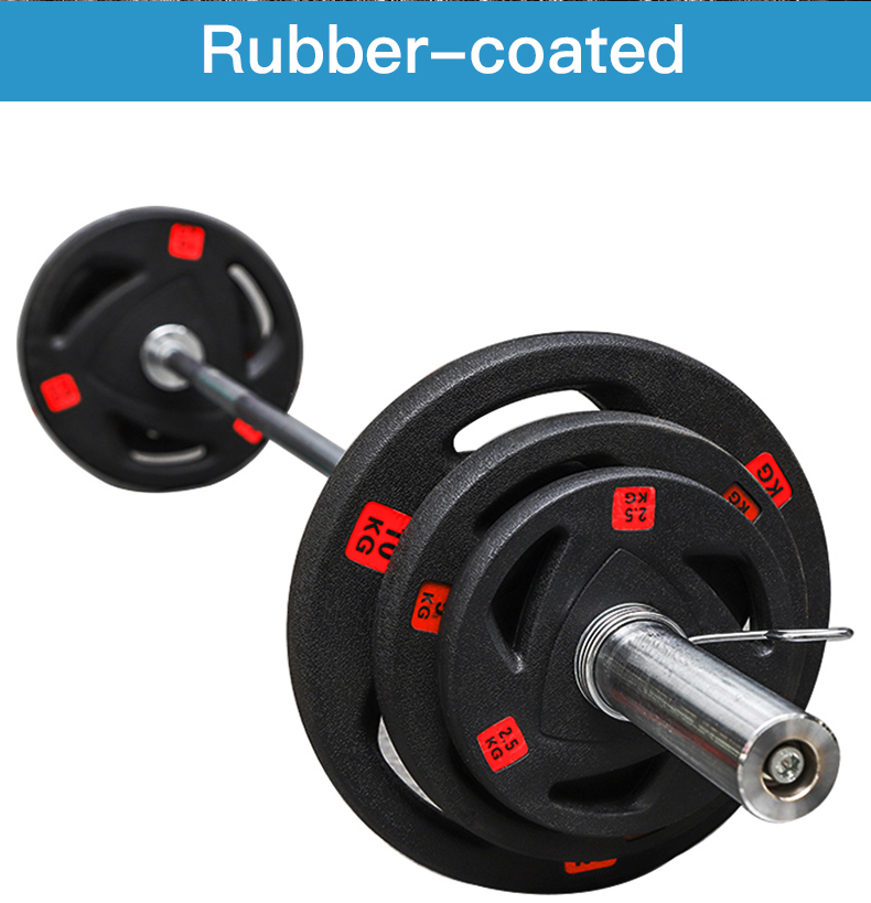 Household use all size rubber coated durable free weightlifting barbell slice
