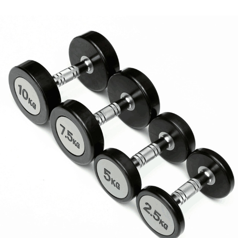 Gym  commercial fitness equipment PU dumbbell rubber coated for weight training