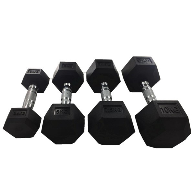 Gym Power Training 10kg 20kg 30kg 40kg Adjustable Black Rubber Hex Dumbbells Sets