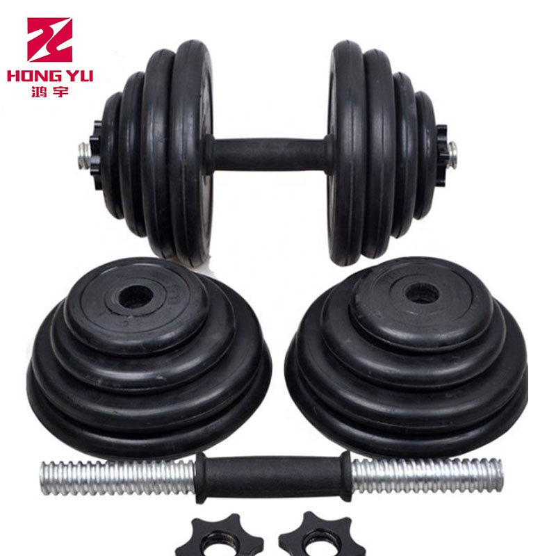 Hot Selling Custom Size Weights Fitness Power Free Black Round Rubber Cast Iron Weights Dumbbells Set
