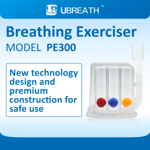 UB UBREATH Breathing Exercise Device alang sa Lung Function Deep Breath Trainer nga adunay Mouthpiece