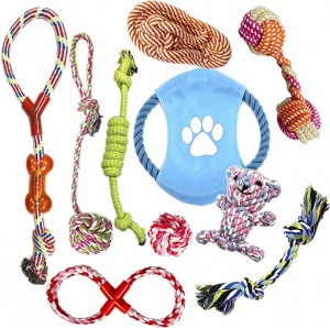 Pek Mainan Anjing Kapas Tahan Lama 10 Pek Tersuai Mainan Anjing Berderit Interaktif Mainan Kunyah Haiwan Peliharaan