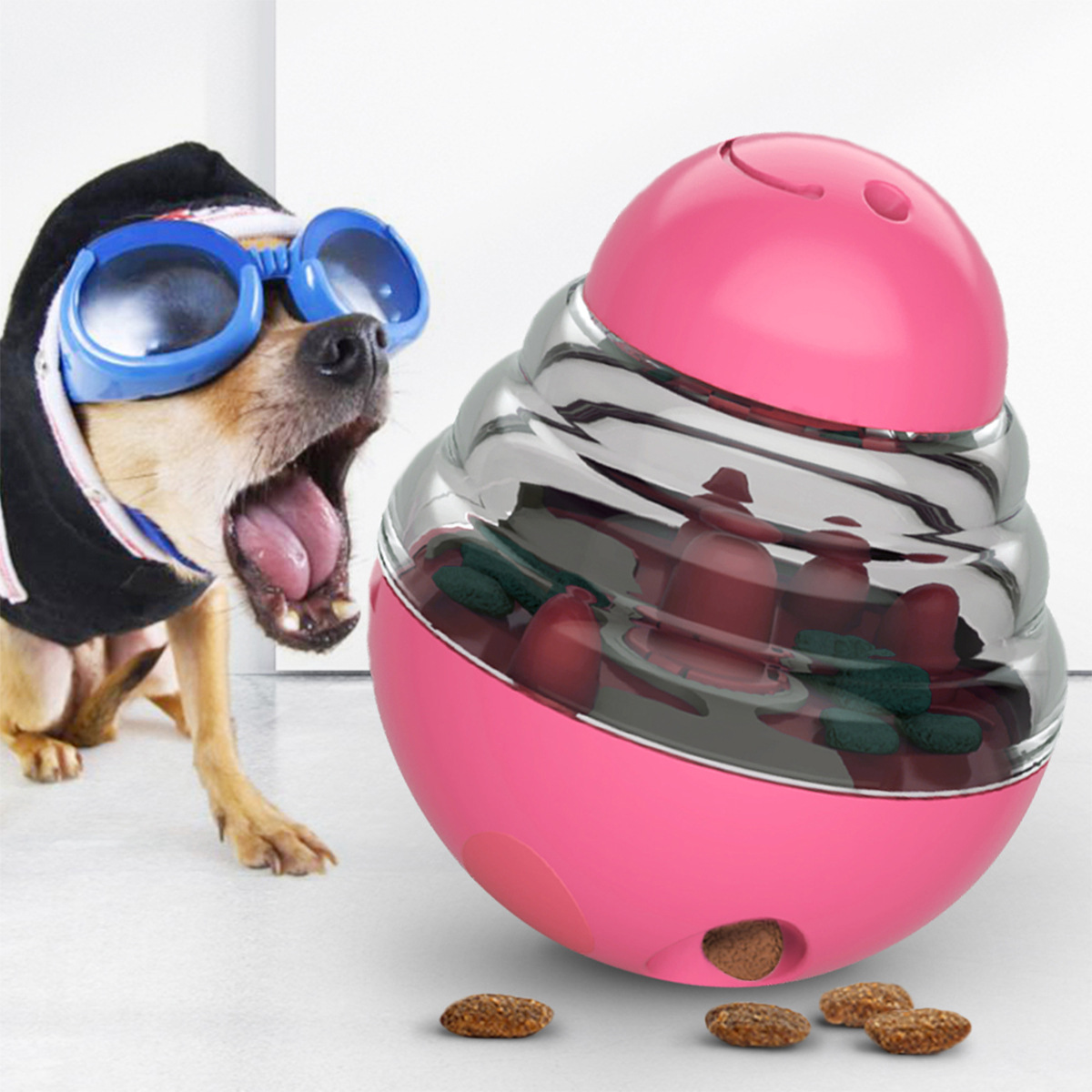 Akciós kisállat-kiszivárgó eledeljáték Interaktív kutyaeledel-adagoló játékok Kisállat-etető csemegegolyós játékok
