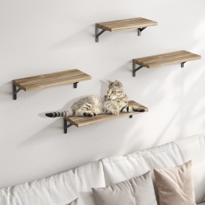 Rustic Wood Floating Shelves Wall Mounted Shelf ຕົກແຕ່ງຫ້ອງດໍາລົງຊີວິດ