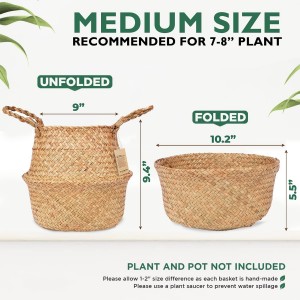 Seagrass Plant Baskets Fonott szőtt Boho Plant Home Decor