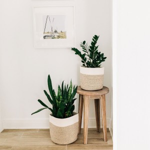 Vevd Plantekurv Cachepot Tau ute Basket Boho Plant Pot Home Decor