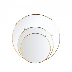 Κρεμαστός κυκλικός καθρέφτης τοίχου Χρυσός γεωμετρικός καθρέφτης με διακόσμηση δωματίου με αλυσίδα