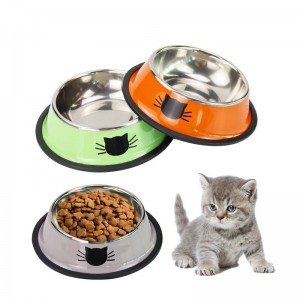 Jualan Panas Mangkuk Makan Binatang Bulat Keluli Tahan Karat Mangkuk Makanan Anjing Kucing Keluli Tahan Karat Mangkuk Minuman Haiwan Peliharaan
