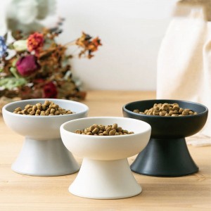 Cuenco de cerámica redondo personalizado por xunto para mascotas, cuenco elevado de comida para perros e gatos personalizados