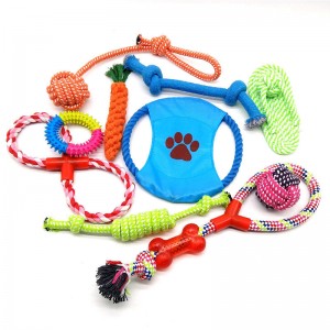 Պատվերով 10 փաթեթ Dog Rope Խաղալիքներ Interactive Cotton Rope Squeaky Dog Toy