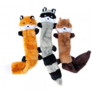 Hapana Stuffing Squeaky Plush Imbwa Toy, Fox, Raccoon, uye Squirrel