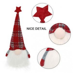 2 Pack Plaid Pattern Christmas Gnome Lights mei timer