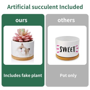 Ghivece din ceramică pentru plante suculente artificiale false Cadouri pentru jardinieră pentru pisici Decor