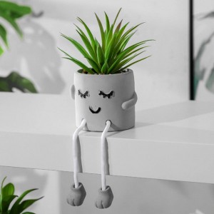 Kreativa konstgjorda suckulentväxter i minikrukor Hem skrivbordsinredning