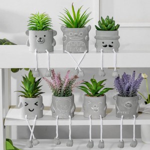 Mini plantes suculentes artificials creatives en test de decoració d'escriptori de casa