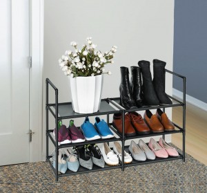 3 Tiers Shoe Rack Sturdy Stackable Shoe Shelf Home Furniture Decor