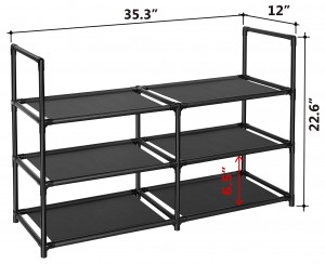 3 Tiers Shoe Rack Sturdy Stackable Shoe Shelf Home Furniture Decor