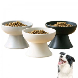 Lag luam wholesale Customized Round Tsiaj Ceramic Bowl Customized Elevated Dog Cat Food Bowl Pet Feeder Bowls