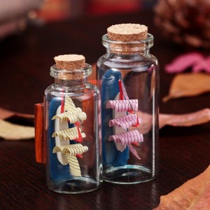 Mini glasflasker Krukker med trækorkpropper Dekorationer Gaveønskebeskedflaske