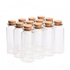 Mini botellas de vidro Tarros con tapóns de cortiza de madeira Decoración Botella de mensaxes de agasallo