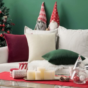 חג המולד קטיפה רכה מוצק דקורטיבי מרובע כיסוי כרית כיסוי כרית ספה דקור
