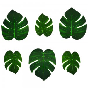 인공 종려나무 잎 녹색 가짜 몬스테라 식물 하와이 가정 장식