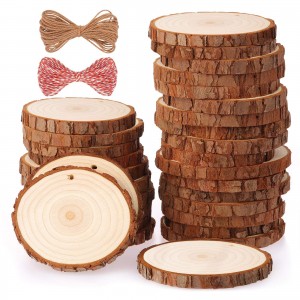 Табиғи ағаш кесектері қолөнер ағаш жинағы Wooden Circles DIY Arts Crafts