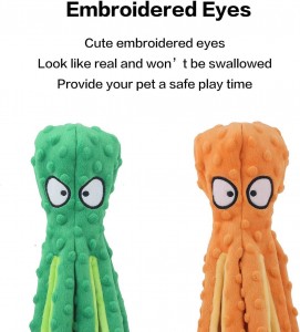 Osunwon Aṣa Octopus Apẹrẹ Aja Squeaky Awọn nkan isere Ko si Ohun elo edidan Dog Cat Toy Pet Chew Toys