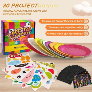 Kit de arte com prato de papel redondo 30 peças para presentes educativos infantis