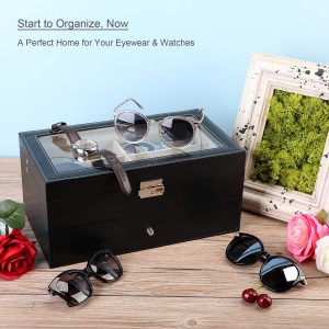 Sinnebril Organizer Leather Meardere Eyeglasses Display Case Samling Storage Box