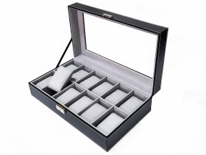 Dislpay Box Collection Organiser Pu Leather Glass Top සමඟ නරඹන්න