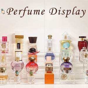 Akrilna polica za izlaganje, 4 razine, stalak za organiziranje parfema, mali podizači