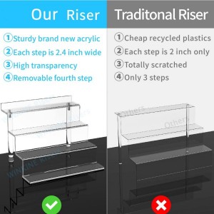 Acrylic Riser Display Shelf 4 Tier Perfume Organizer ឈរ Risers តូច