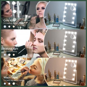 ආලෝකවත් කරන ලද Makeup Mirror Touch Control Dimmable Light Detachable Magnification Decor