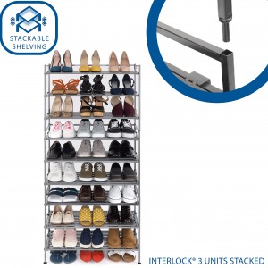 Freestanding Repono Shelf Organizer Stackable Dura Metal Shoe Rack for Entryway
