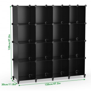 Cube Storage Organizer 16-Cube Opbevaringshylde Metal Skab Organizer til beklædningsstativer