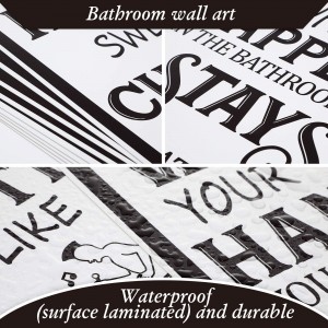 Stampe d'arte per il bagno Decorazioni da parete per la casa Divertente segno vintage con scritte Black Font Slogan Poster