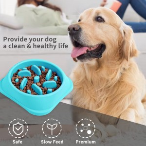 ป้องกันสำลักชามสุนัขป้อนอาหารช้าเพื่อสุขภาพ